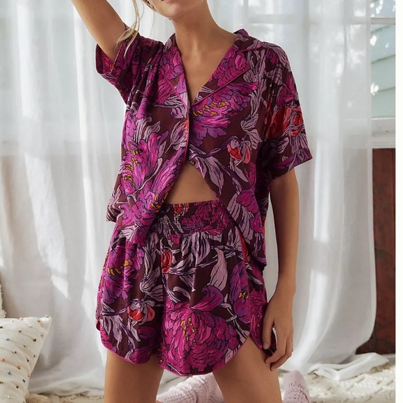 Anthropologie Other - By Anthropologie Marigold Floral Sleep Top and Shorts Pajama Set